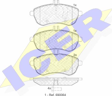 Icer 181821 - Комплект гальмівних накладок, дискове гальмо autodetail.com.ua