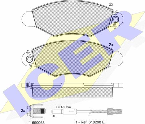 Icer 181217-203 - Комплект гальмівних накладок, дискове гальмо autodetail.com.ua