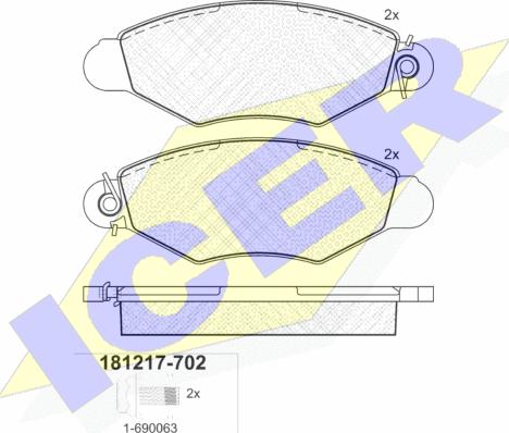 Icer 181217-702 - Комплект гальмівних накладок, дискове гальмо autodetail.com.ua