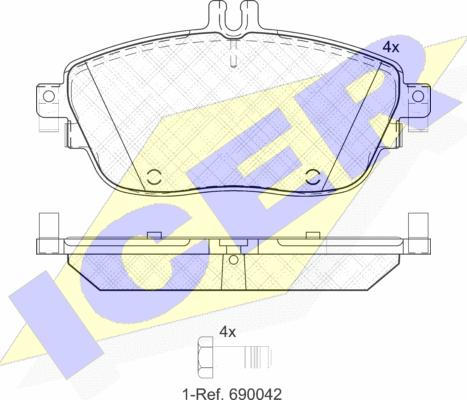 Icer 182061 - Комплект гальмівних накладок, дискове гальмо autodetail.com.ua