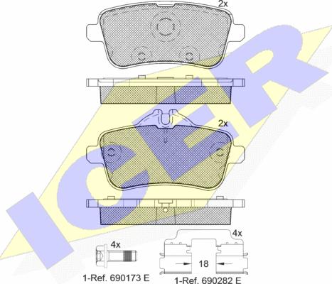 Icer 182072-067 - Комплект гальмівних накладок, дискове гальмо autodetail.com.ua