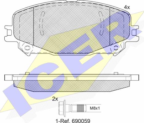 Icer 182304 - Комплект гальмівних накладок, дискове гальмо autodetail.com.ua