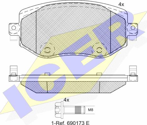 Icer 182292 - Комплект гальмівних накладок, дискове гальмо autodetail.com.ua