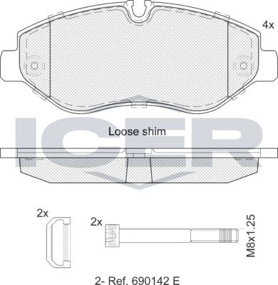 Icer LM1786 - Комплект гальмівних накладок, дискове гальмо autodetail.com.ua