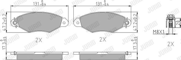 Jurid 571931J - Комплект гальмівних накладок, дискове гальмо autodetail.com.ua