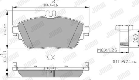Jurid 573403J - Комплект гальмівних накладок, дискове гальмо autodetail.com.ua