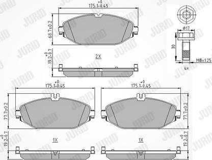 Jurid 573692J - Комплект гальмівних накладок, дискове гальмо autodetail.com.ua