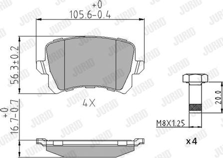 Jurid 573667J - Комплект гальмівних накладок, дискове гальмо autodetail.com.ua