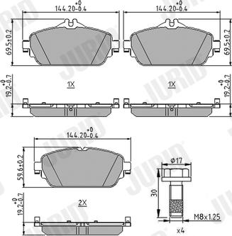 Jurid 573671J - Комплект гальмівних накладок, дискове гальмо autodetail.com.ua
