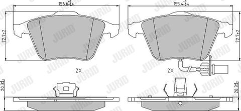 Jurid 573196J - Комплект гальмівних накладок, дискове гальмо autodetail.com.ua