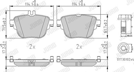 Jurid 573845J - Комплект гальмівних накладок, дискове гальмо autodetail.com.ua