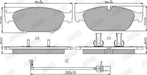 Jurid 573381J - Комплект гальмівних накладок, дискове гальмо autodetail.com.ua