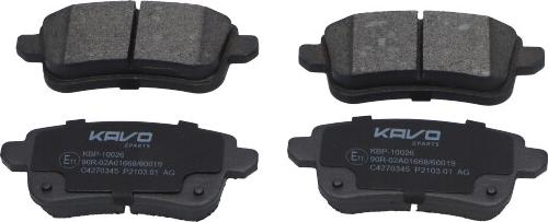 Kavo Parts KBP-10026 - Комплект гальмівних накладок, дискове гальмо autodetail.com.ua
