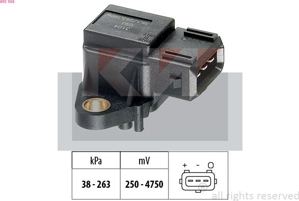 KW 493 104 - Датчик тиску повітря, регулювання висоти autodetail.com.ua
