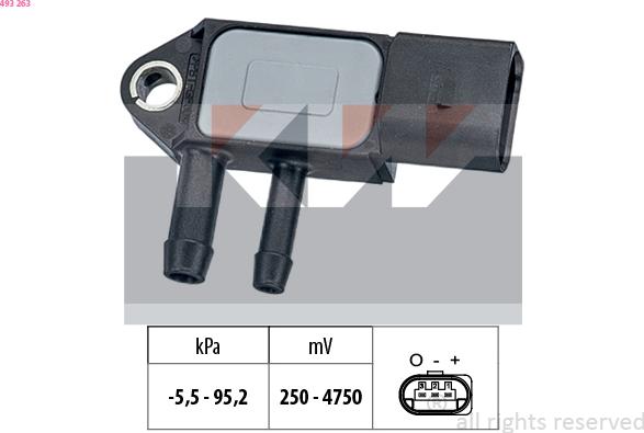 KW 493 263 - Датчик тиску, підсилювач гальмівного зусилля autodetail.com.ua