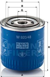 Mann-Filter W 920/48 - Оливний фільтр autodetail.com.ua