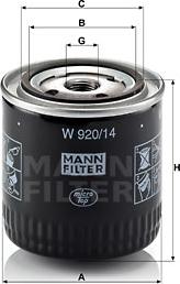Mann-Filter W 920/14 - Оливний фільтр autodetail.com.ua