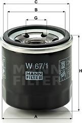 Mann-Filter W 67/1 - Оливний фільтр autodetail.com.ua