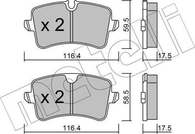 Metelli 22-0955-0 - Комплект гальмівних накладок, дискове гальмо autodetail.com.ua