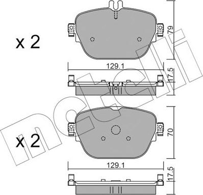Metelli 22-1138-0 - Комплект гальмівних накладок, дискове гальмо autodetail.com.ua