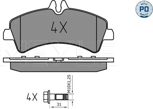 Meyle 025 292 1720/PD - Комплект гальмівних накладок, дискове гальмо autodetail.com.ua