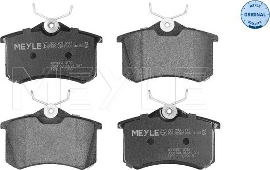 Meyle 025 209 6117 - Комплект гальмівних накладок, дискове гальмо autodetail.com.ua