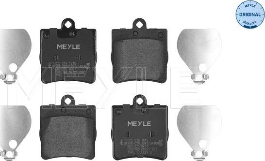 Meyle 025 219 1915 - Комплект гальмівних накладок, дискове гальмо autodetail.com.ua