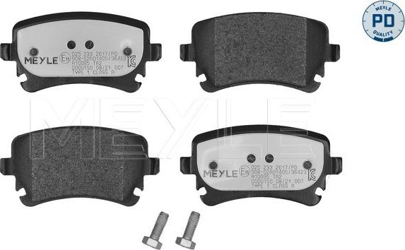 Meyle 025 233 2617/PD - Комплект гальмівних накладок, дискове гальмо autodetail.com.ua