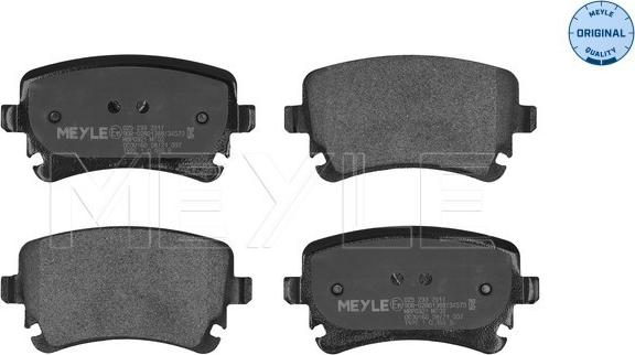 Meyle 025 233 2617 - Комплект гальмівних накладок, дискове гальмо autodetail.com.ua