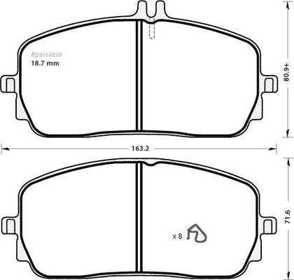 Mercedes-Benz A 000 420 54 03 - Комплект гальмівних накладок, дискове гальмо autodetail.com.ua