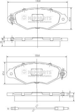 Nipparts J3601093 - Комплект гальмівних накладок, дискове гальмо autodetail.com.ua