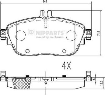 Nipparts N3601114 - Комплект гальмівних накладок, дискове гальмо autodetail.com.ua
