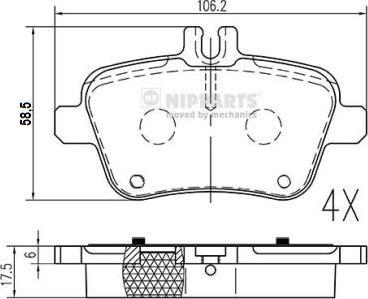 Nipparts N3611063 - Комплект гальмівних накладок, дискове гальмо autodetail.com.ua