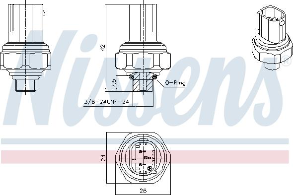 Nissens 301070 - Натискний перемикач, система кондиціонування повітря autodetail.com.ua