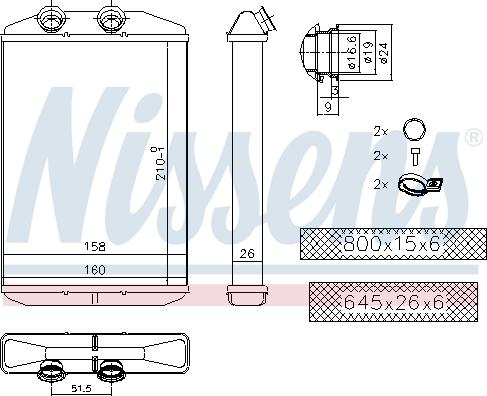 Nissens 73344 - Теплообмінник, система опалення салону autodetail.com.ua