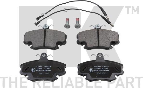 NK 229957 - Комплект гальмівних накладок, дискове гальмо autodetail.com.ua
