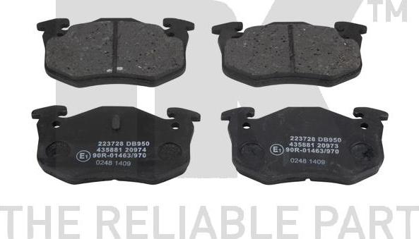 NK 223728 - Комплект гальмівних накладок, дискове гальмо autodetail.com.ua