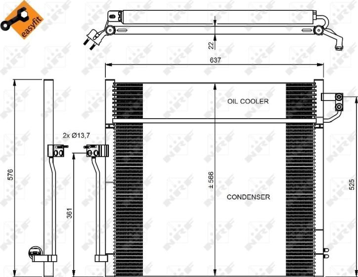 NRF 350080 - Конденсатор, система кондиціонування повітря autodetail.com.ua