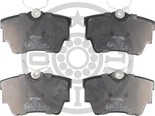 Optimal BP-10307 - Комплект гальмівних накладок, дискове гальмо autodetail.com.ua