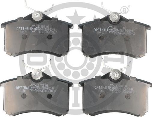 Optimal BP-12208 - Комплект гальмівних накладок, дискове гальмо autodetail.com.ua