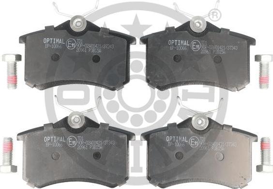Optimal BP-10066 - Комплект гальмівних накладок, дискове гальмо autodetail.com.ua