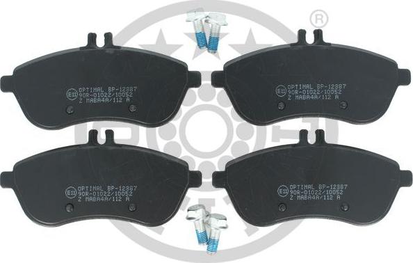 Optimal BP-12387 - Комплект гальмівних накладок, дискове гальмо autodetail.com.ua