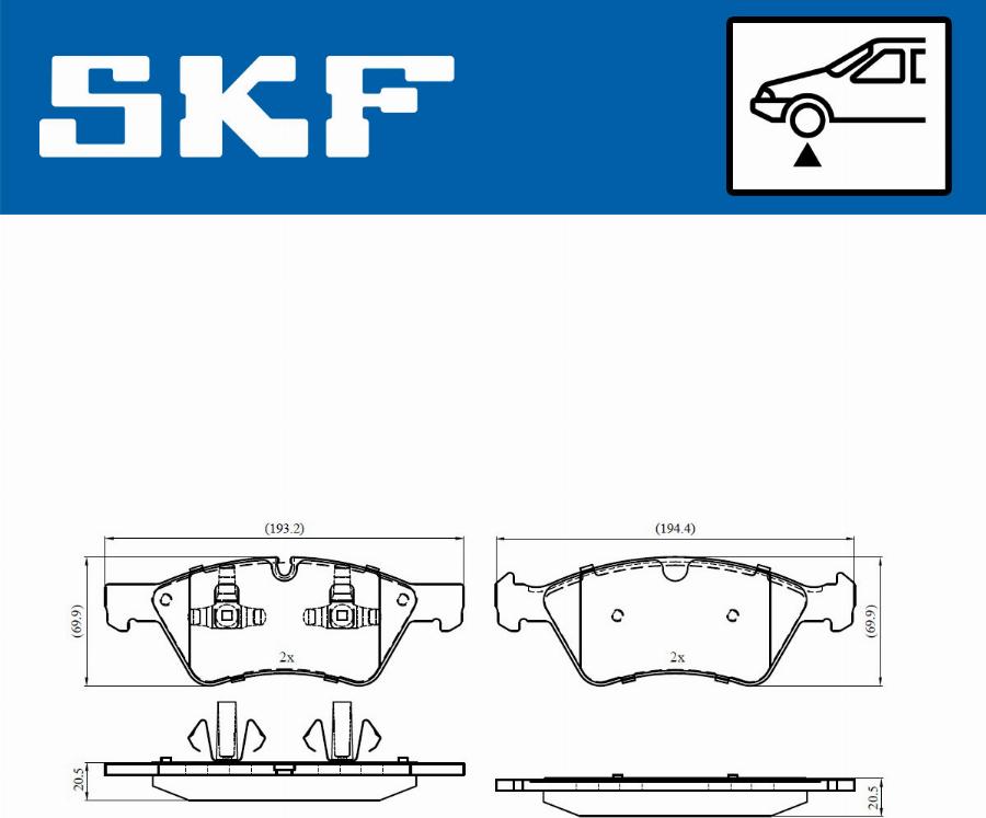 SKF VKBP 80402 - Комплект гальмівних накладок, дискове гальмо autodetail.com.ua