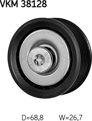SKF VKM 38128 - Відвідний/напрямний ролик, поліклиновий ремінь autodetail.com.ua