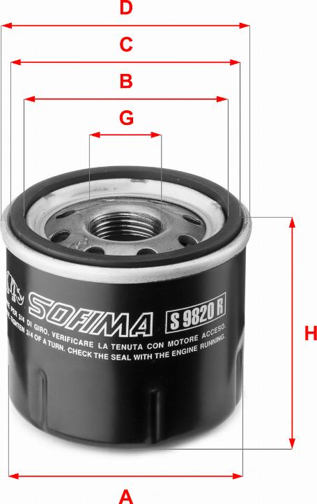 Sofima S 9820 R - Оливний фільтр autodetail.com.ua