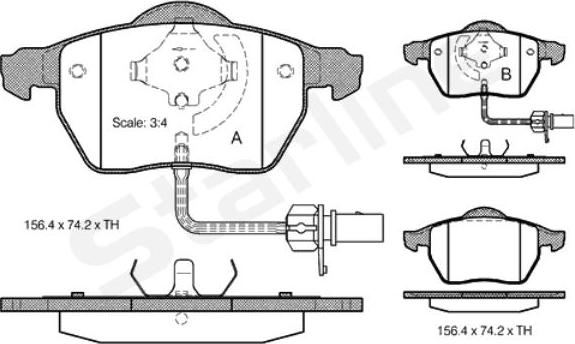 Starline BD S301 - Комплект гальмівних накладок, дискове гальмо autodetail.com.ua