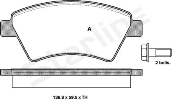 Starline BD S329 - Комплект гальмівних накладок, дискове гальмо autodetail.com.ua