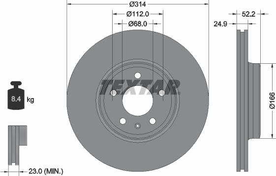 Textar 92159905 - Гальмівний диск autodetail.com.ua