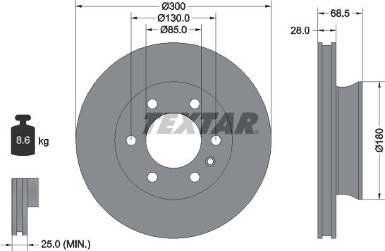 Textar 92301203 - Гальмівний диск autodetail.com.ua