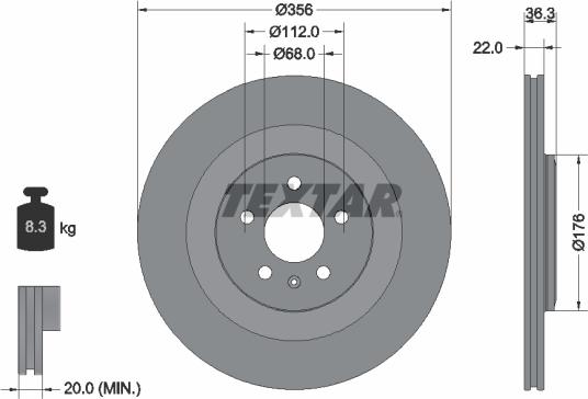 Textar 92241803 - Гальмівний диск autodetail.com.ua
